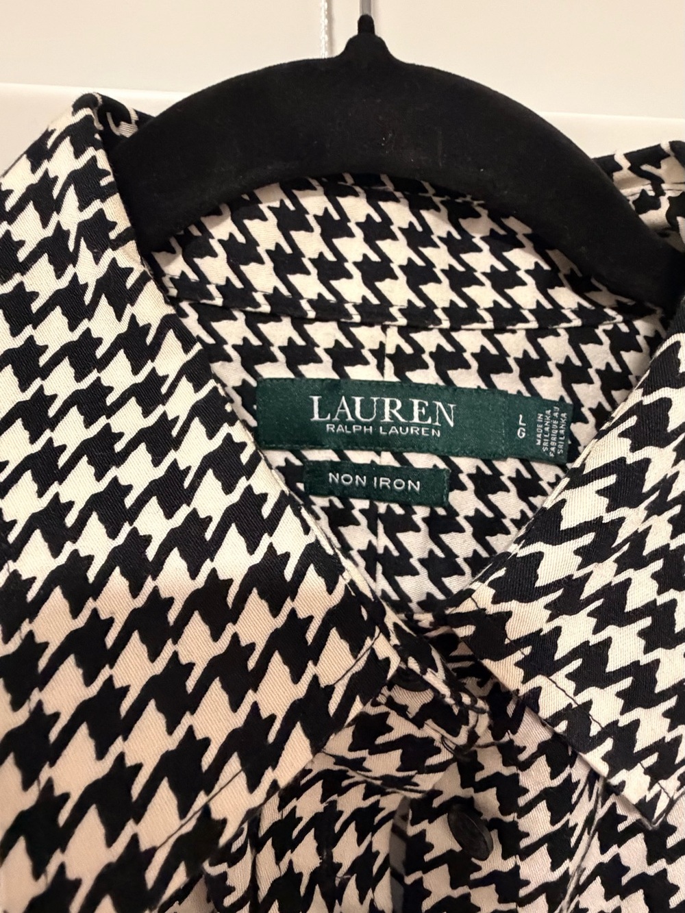 Ralph Lauren Black and White Houndstooth Button-Down Shirt - Picture 2 of 5